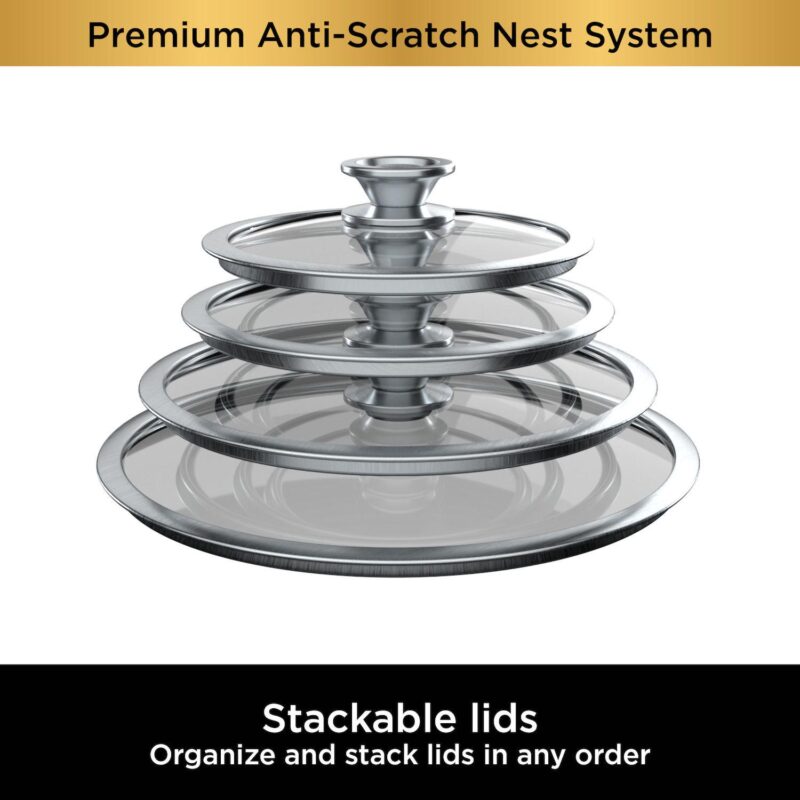 Ninja NeverStick Premium Anti-Scratch Nest System, 5-Quart Saut Pan with Glass Lid C50150 - Image 5