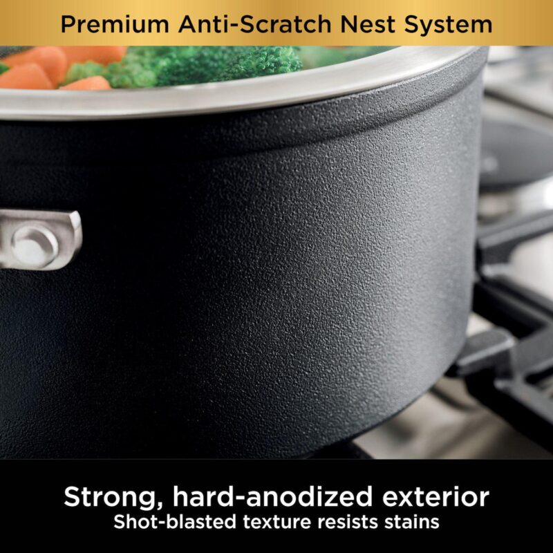 Ninja NeverStick Premium Anti-Scratch Nest System, 5-Quart Saut Pan with Glass Lid C50150 - Image 6