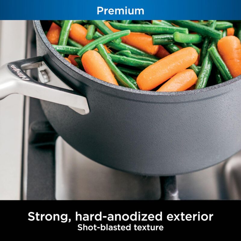 Ninja NeverStick Premium Hard-Anodized 3.5-Quart Saucepan with Glass Lid - Image 4