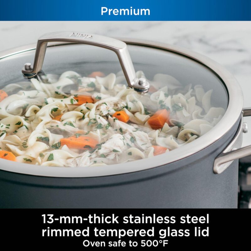 Ninja NeverStick Premium Hard-Anodized 3.5-Quart Saucepan with Glass Lid - Image 3