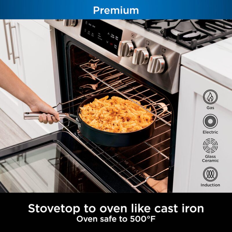 Ninja NeverStick Premium Hard-Anodized 4-Quart Saut Pan with Glass Lid - Image 3