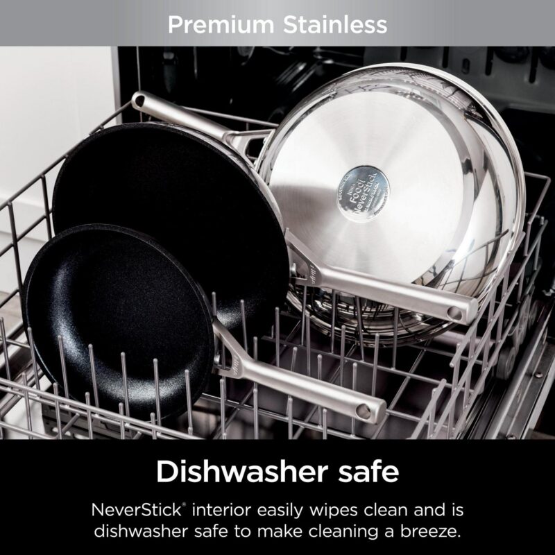 Ninja Neverstick Essential Stainless Steel 11-Piece Cookware Set, C79800 - Image 9