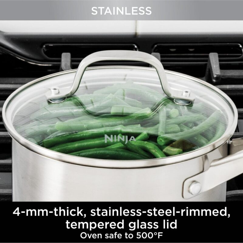 Ninja Neverstick Essential Stainless Steel 11-Piece Cookware Set, C79800 - Image 5