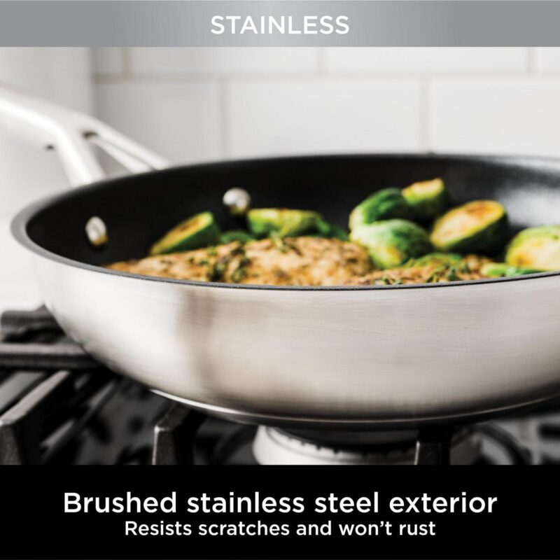 Ninja Neverstick Essential Stainless Steel 11-Piece Cookware Set, C79800 - Image 4