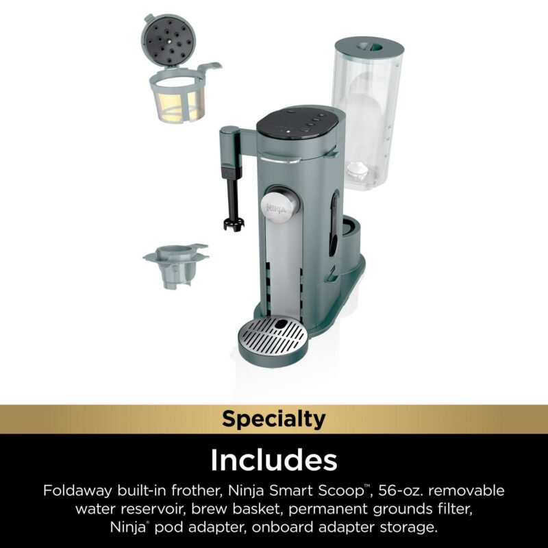 Ninja Pods and Grounds Specialty Single-Serve Coffee Maker, K-Cup Pod Compatible, Built-In Milk Frother, 6-oz. Cup to 24-oz. Travel Mug Sizes, Iced Coffee Maker, Sage Green, PB051SG - Image 11