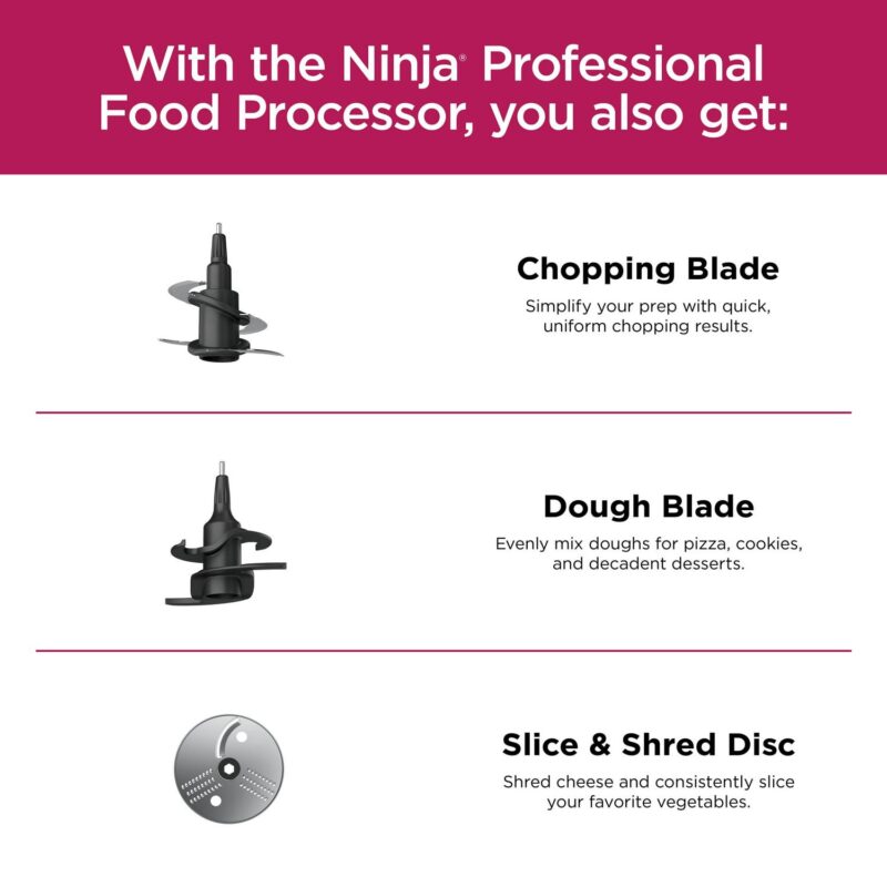 Ninja Professional Food Processor, 850 Watts, 9-Cup Capacity, Auto-iQ Preset Programs, Silver - Image 7