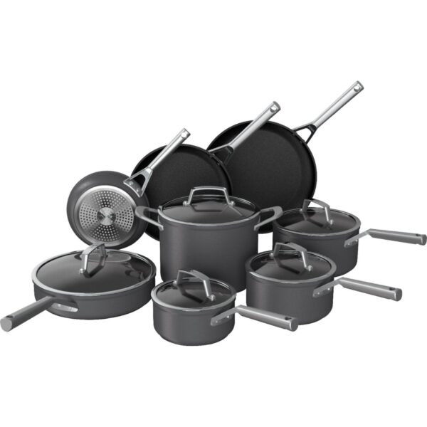 Ninjaa c NeverSticka c Premium Hard-Anodized 13-Piece Cookware Set, guaranteed to never stick, nonstick, durable, oven safe to 500A F, slate grey, C39600