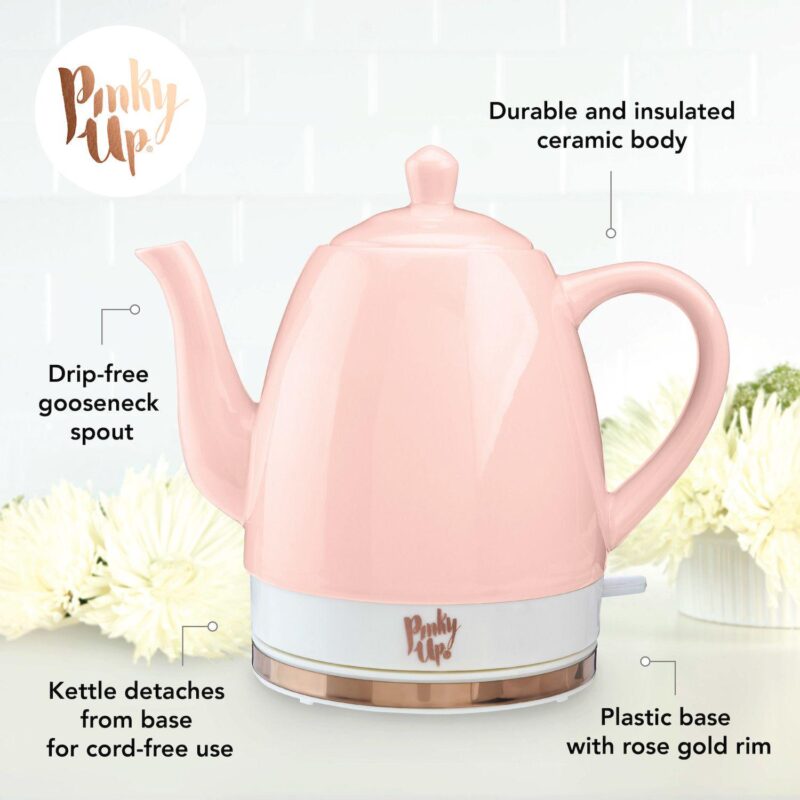 Noelle Pink Ceramic Electric Tea Kettle By Pinky Up - Image 2