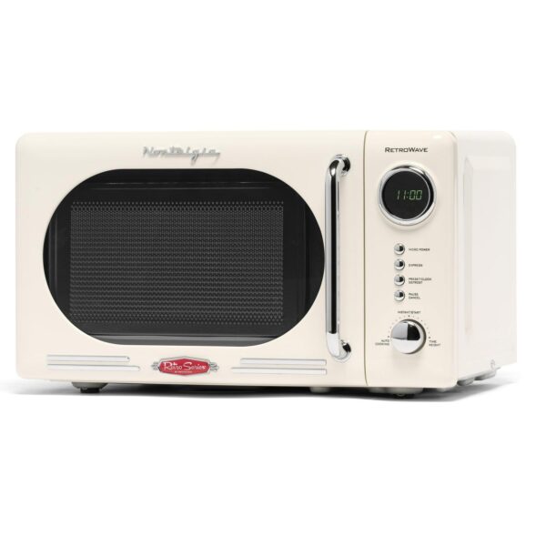 Nostalgia Retro Microwave for Countertop 0.7 cu ft Vintage Microwave, Ivory