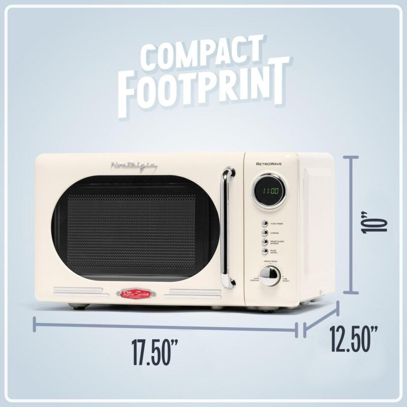 Nostalgia Retro Microwave for Countertop 0.7 cu ft Vintage Microwave, Ivory - Image 5