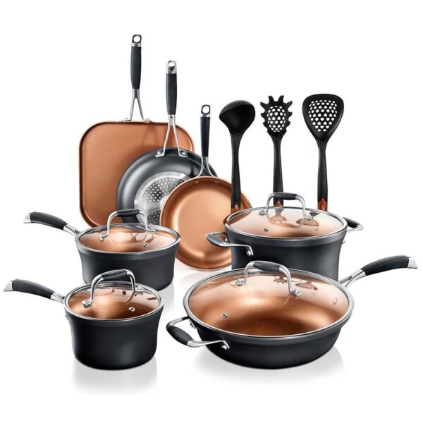 NutriChef 14-Piece Nonstick Kitchen Cookware Set - NCCWALN14.5