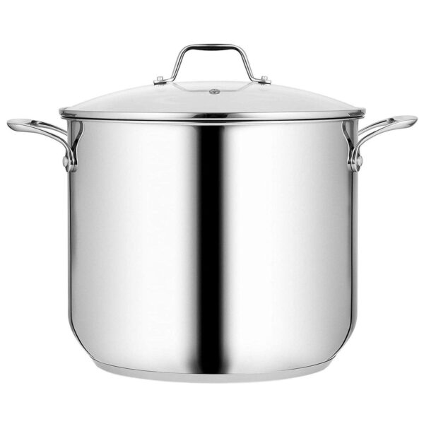 NutriChef Heavy Duty 19 Quart Stainless Steel Soup Stock Pot with Handles and Lid