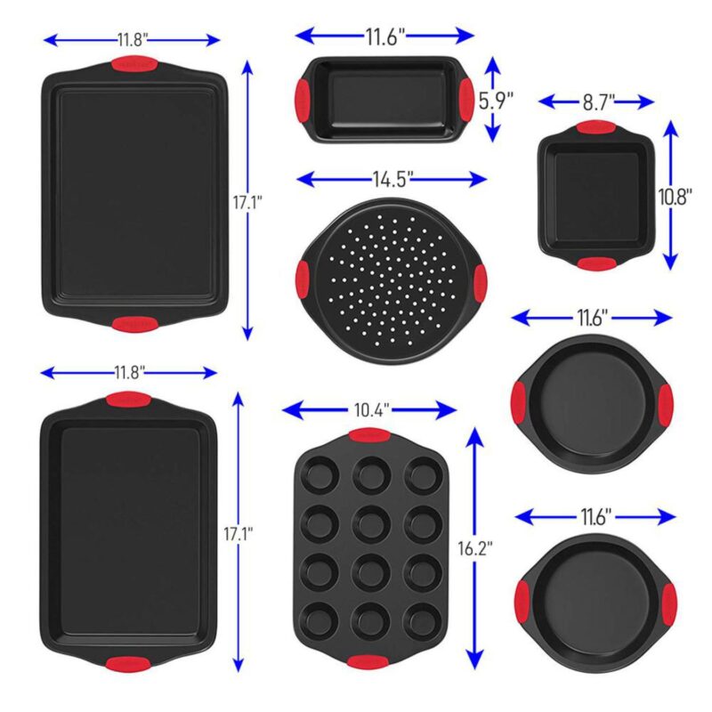 NutriChef Kitchen Deluxe Oven Non Stick Gray Carbon Steel 8 Piece Bakeware Set - Image 2