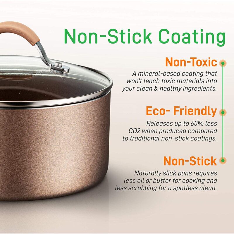 NutriChef Nonstick Cooking Kitchen Cookware Pots and Pans, 20 Piece Set, AGold - Image 5