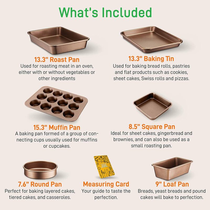NutriChef Nonstick Cooking Kitchen Cookware Pots and Pans, 20 Piece Set, AGold - Image 3