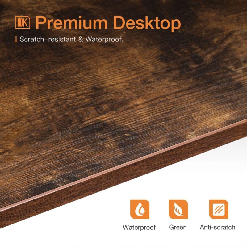 ODK Modern Triangle Corner Computer Writing Desk w/ Monitor Stand, Rustic Brown - Image 2