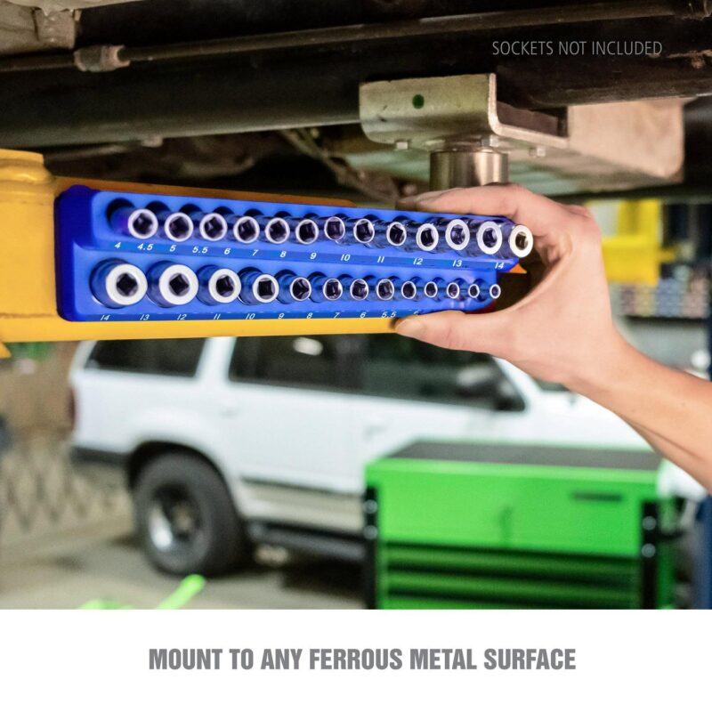 OEMTOOLS 22486 3 Piece Metric Magnetic Socket Tray Set, Magnetic Socket Organizer Holds Up to 75 Sockets in 1/4 , 3/8 , and 1/2  Sizes, Blue Magnetic Socket Holders - Image 8