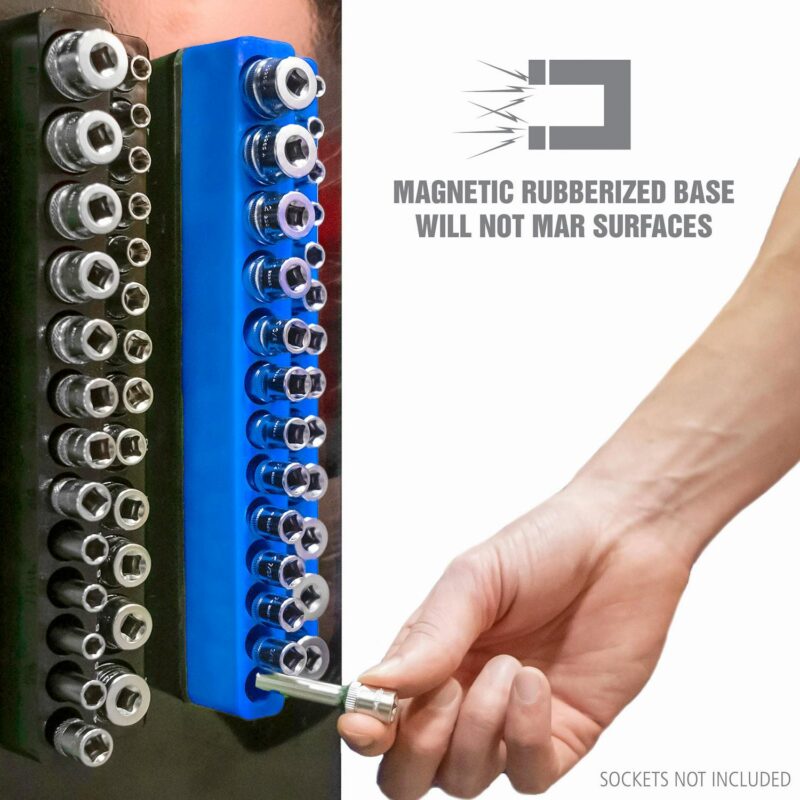 OEMTOOLS 22486 3 Piece Metric Magnetic Socket Tray Set, Magnetic Socket Organizer Holds Up to 75 Sockets in 1/4 , 3/8 , and 1/2  Sizes, Blue Magnetic Socket Holders - Image 2