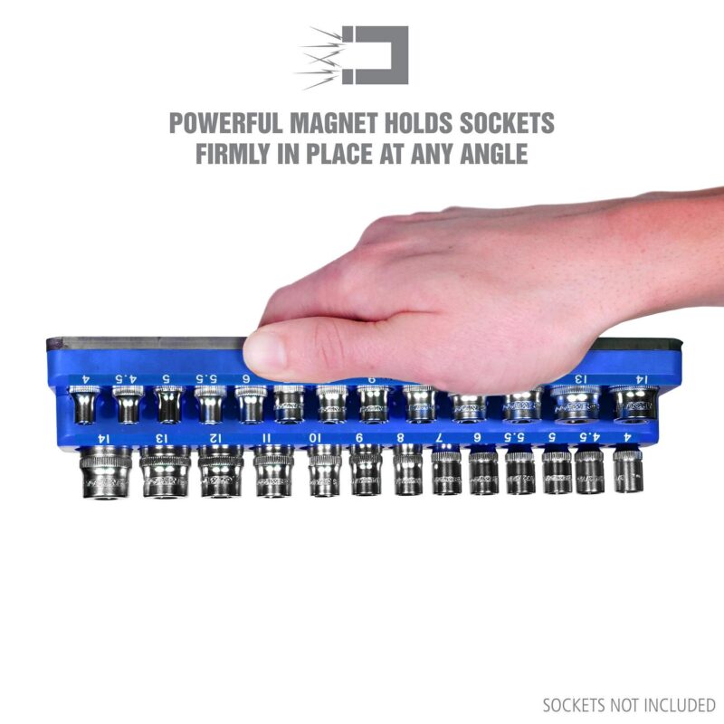 OEMTOOLS 22486 3 Piece Metric Magnetic Socket Tray Set, Magnetic Socket Organizer Holds Up to 75 Sockets in 1/4 , 3/8 , and 1/2  Sizes, Blue Magnetic Socket Holders - Image 6