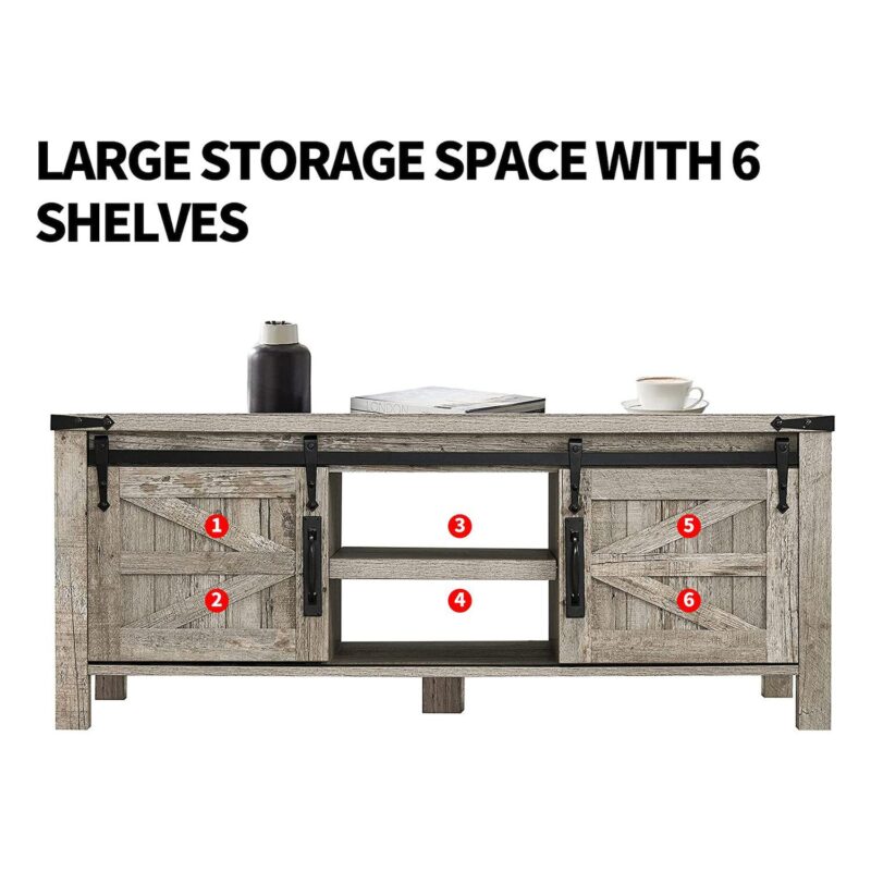 OKD Farmhouse 48 Inch Coffee Table with Sliding Barn Doors - Image 5