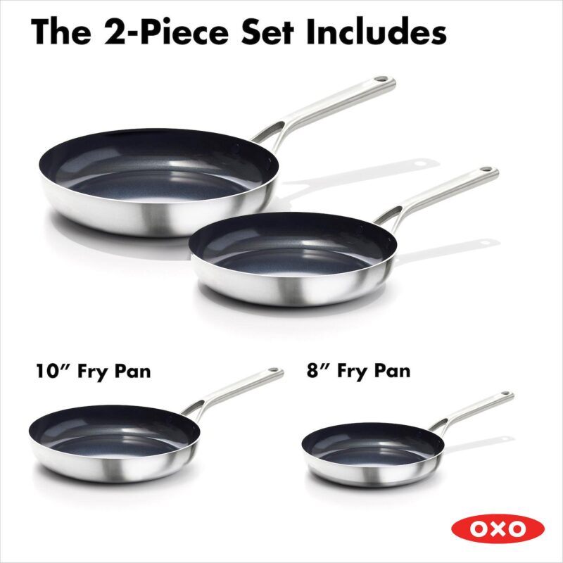 OXO Mira 3-Ply Stainless Steel 2-pc. Non-Stick Frypan Set - Image 8