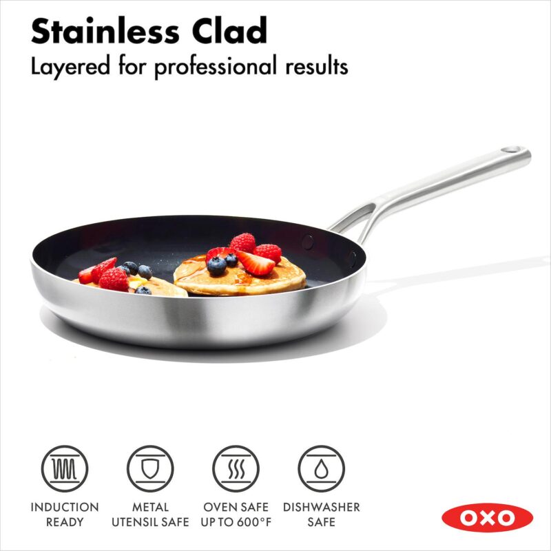 OXO Mira 3-Ply Stainless Steel 2-pc. Non-Stick Frypan Set - Image 3