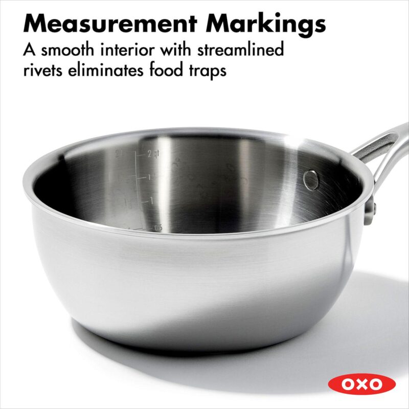 OXO Mira Tri-Ply Stainless Steel 2.5-qt. Chef's Pan with Lid - Image 4
