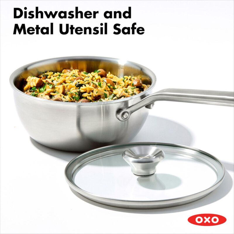 OXO Mira Tri-Ply Stainless Steel 2.5-qt. Chef's Pan with Lid - Image 7