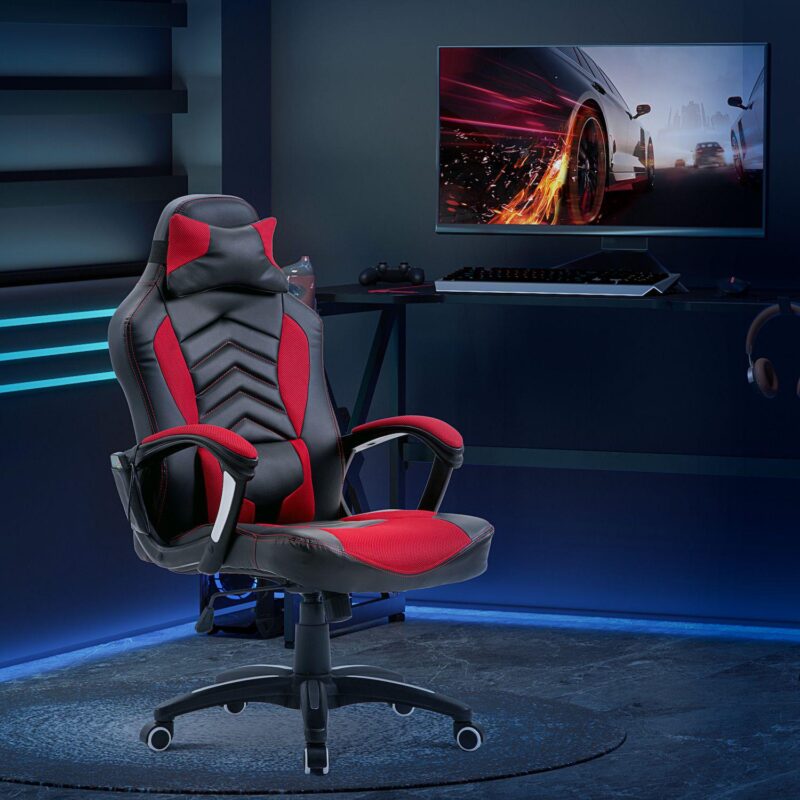 Office Ergomomic Heated Vibrating Massage Chair Pu Leather Swivel Computer Seat - Image 3
