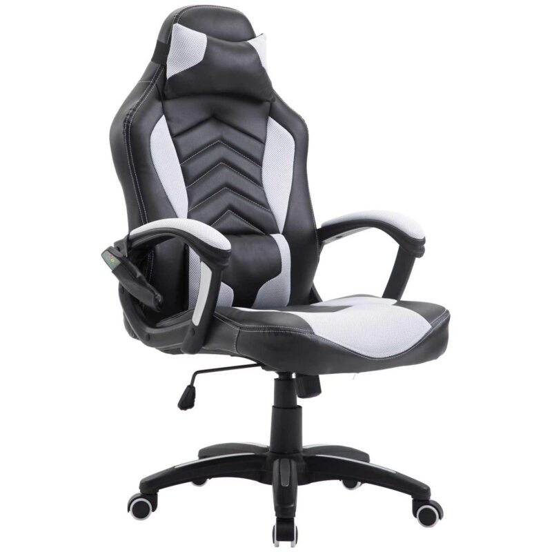 Office Ergomomic Heated Vibrating Massage Chair Pu Leather Swivel Computer Seat - Image 5