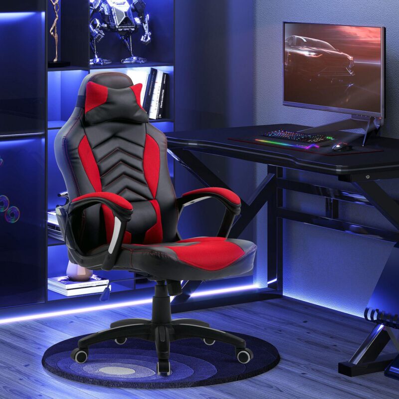 Office Ergomomic Heated Vibrating Massage Chair Pu Leather Swivel Computer Seat - Image 4