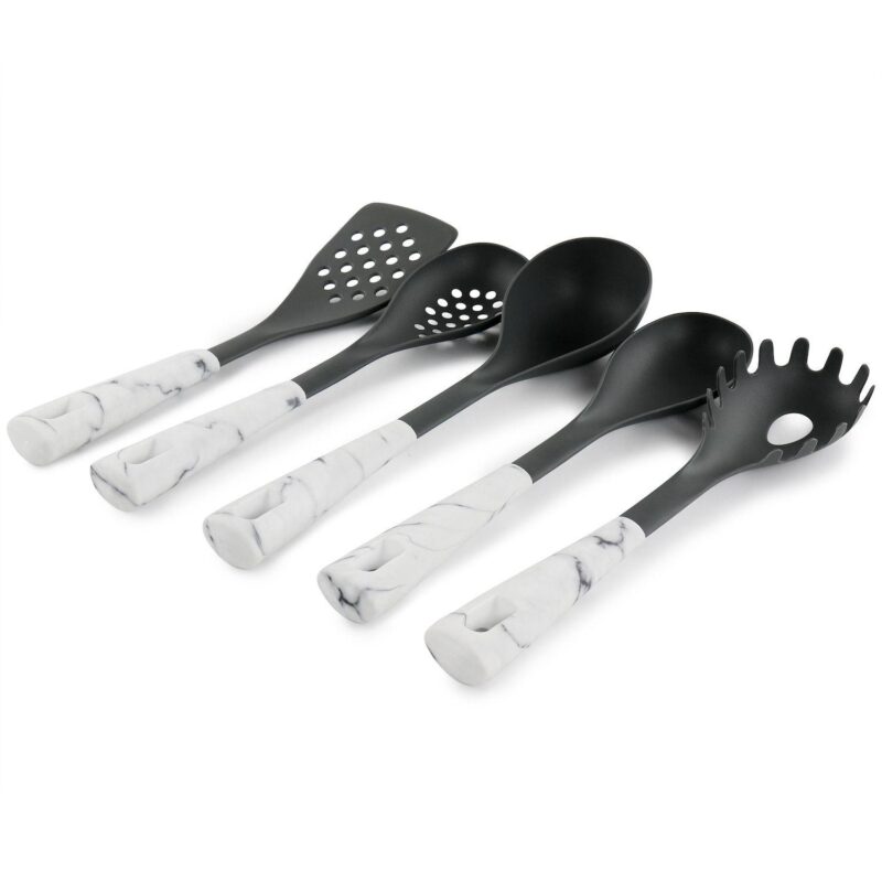 Oster 5 Piece Nylon Kitchen Tool Set in White Marble - Image 4