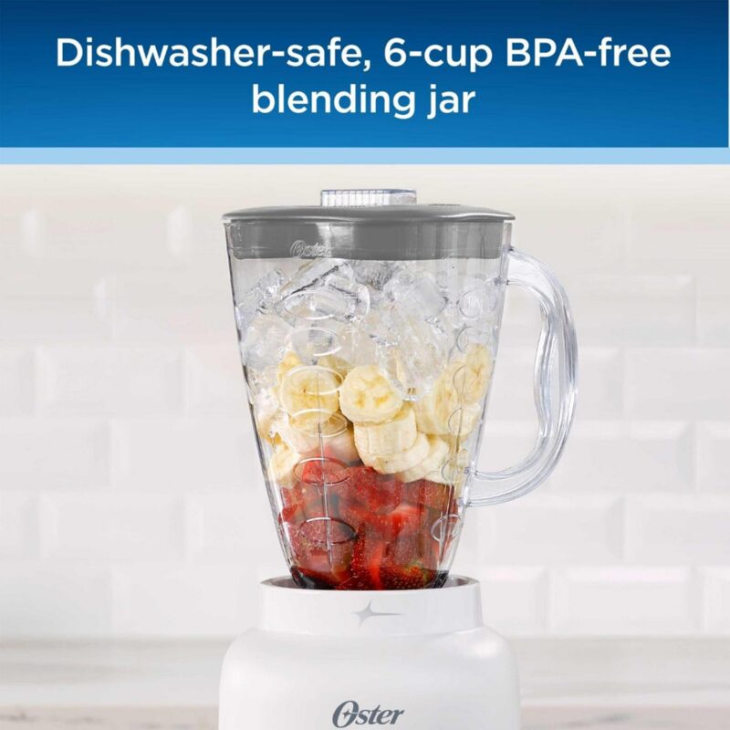 Oster 6 Cup 5 Speed 700 Watt Plastic Jar Easy To Use Blender in White - Image 5