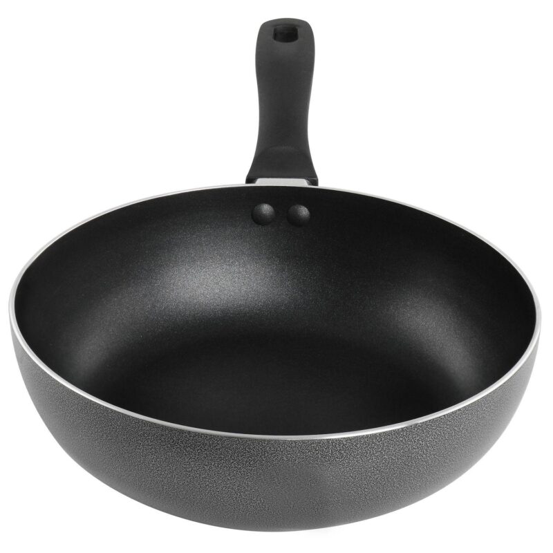 Oster Clairborne 9.5 Inch Non Stick Aluminum Wok with Lid in Granite Grey - Image 3