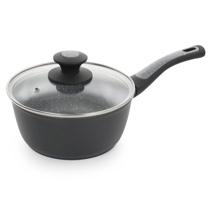 Oster Cocina 10 Piece Non-Stick Aluminum Cookware Set in Black and Grey Speckle - Image 4