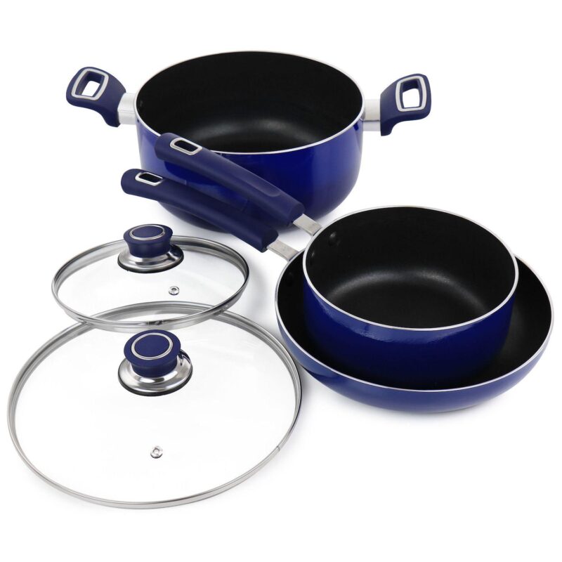 Oster Cocina 7 Piece Non Stick Aluminum Cookware Set in Blue - Image 2