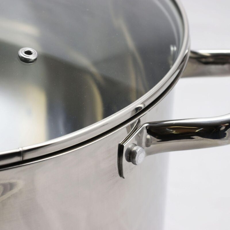 Oster Cocina Adenmore 16 Quart Stainless Steel Stock Pot With Tempered Glass Lid - Image 2