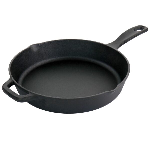 Oster Cocina Castaway 12 Inch Cast Iron Round Frying Pan with Dual Spouts