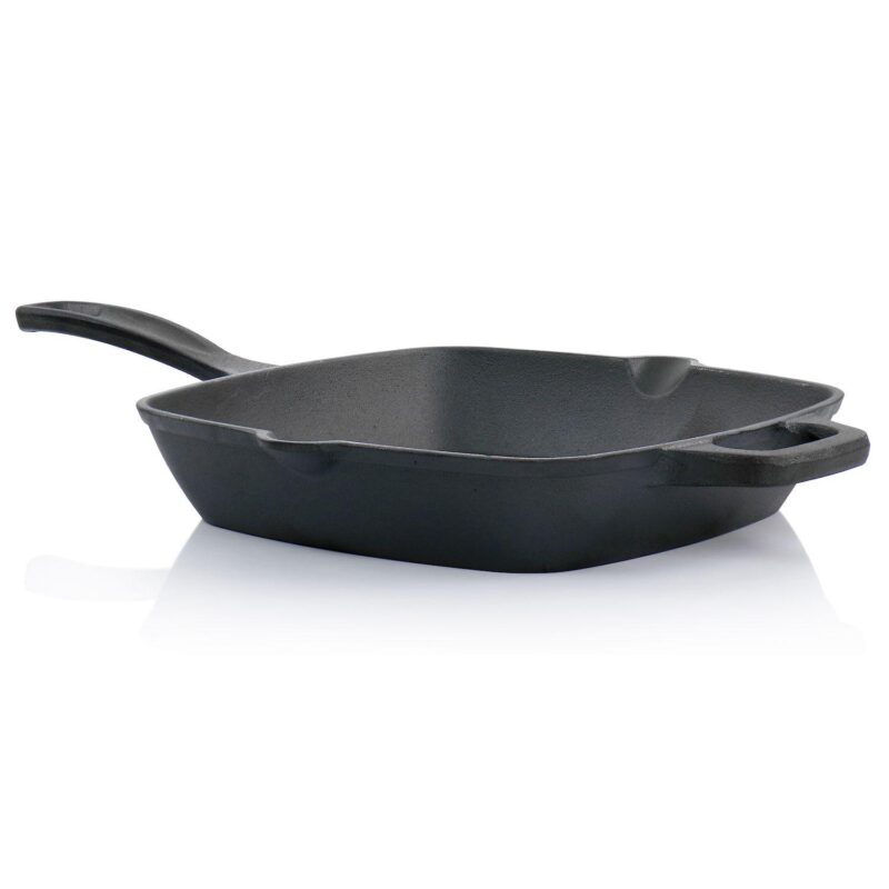 Oster Cocina Castaway 10 Inch Square Cast Iron Grill Pan with Pouring Spouts - Image 2