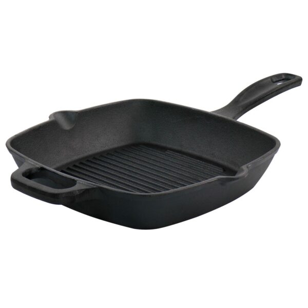 Oster Cocina Castaway 10 Inch Square Cast Iron Grill Pan with Pouring Spouts