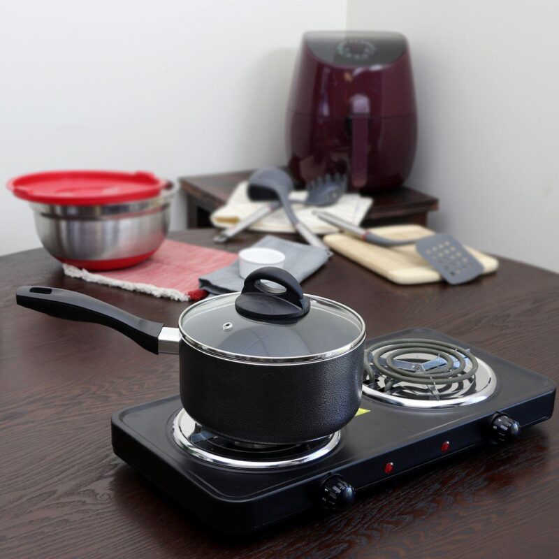 Oster Cocina Clairborne 2.5 Quart Aluminum Sauce Pan with Lid in Charcoal Grey - Image 4
