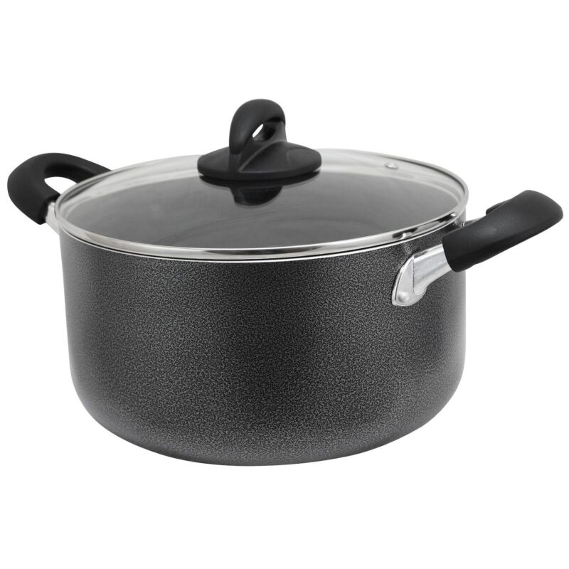 Oster Cocina Clairborne 6 Quart Aluminum Hammered Tone Dutch Oven with Lid in Charcoal Grey - Image 5