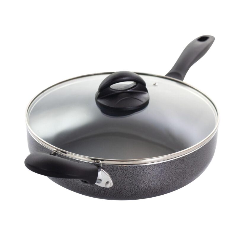 Oster Cocina Clairborne 10.25 Inch Aluminum Saut Pan with Lid in Charcoal Grey