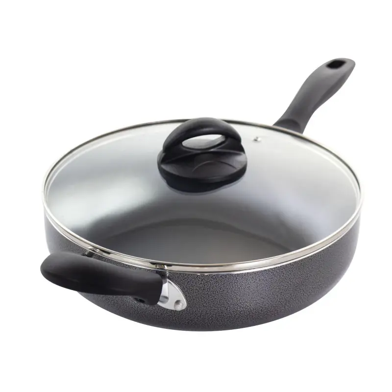 Oster Cocina Clairborne 10.25 Inch Aluminum Saut Pan with Lid in Charcoal Grey