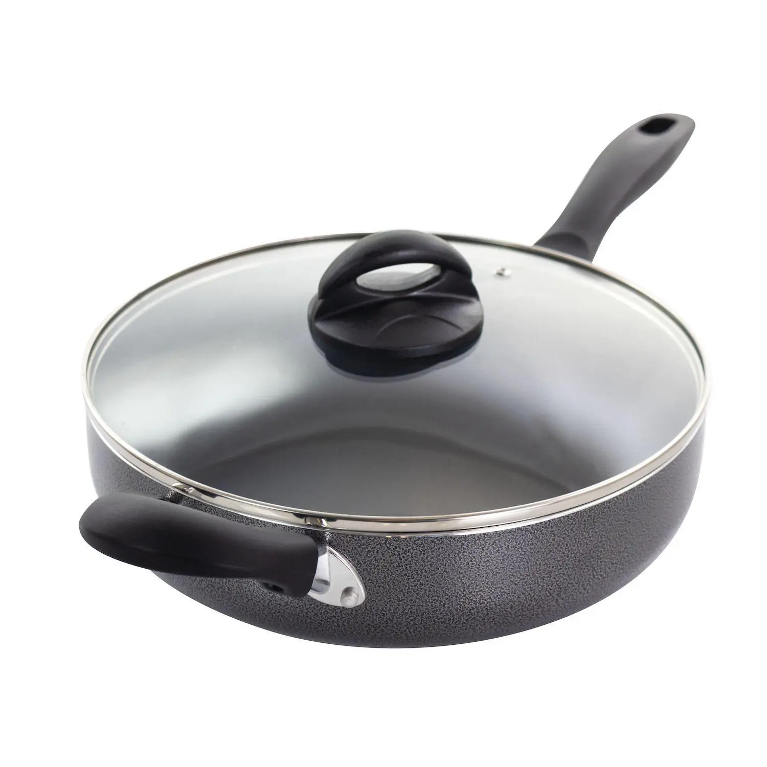 Oster Cocina Clairborne 10.25 Inch Aluminum Saut Pan with Lid in Charcoal Grey 1 Oster Cocina Clairborne 10.25 Inch Aluminum Saut Pan with Lid in Charcoal Grey