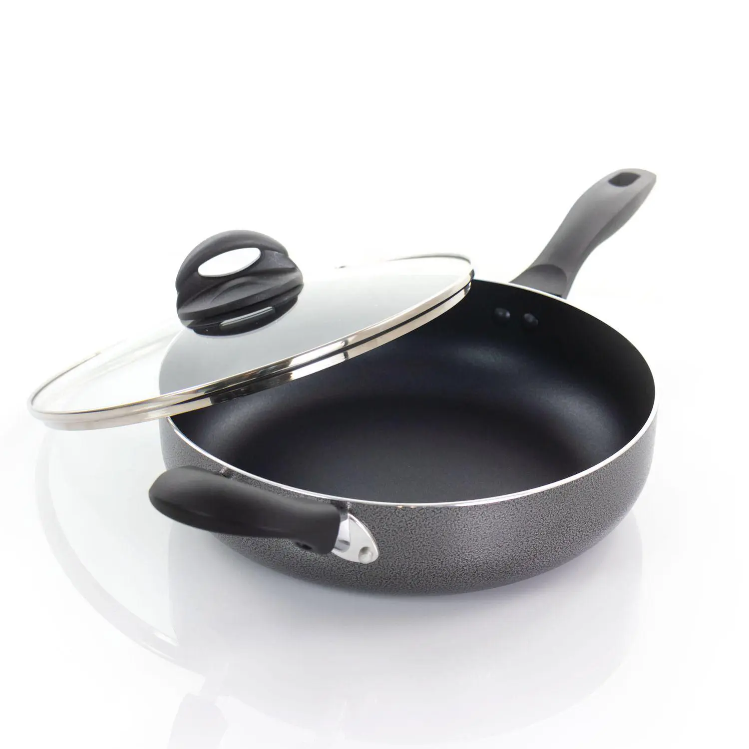 Oster Cocina Clairborne 10.25 Inch Aluminum Saut Pan with Lid in Charcoal Grey 2 Oster Cocina Clairborne 10.25 Inch Aluminum Saut Pan with Lid in Charcoal Grey - Image 2