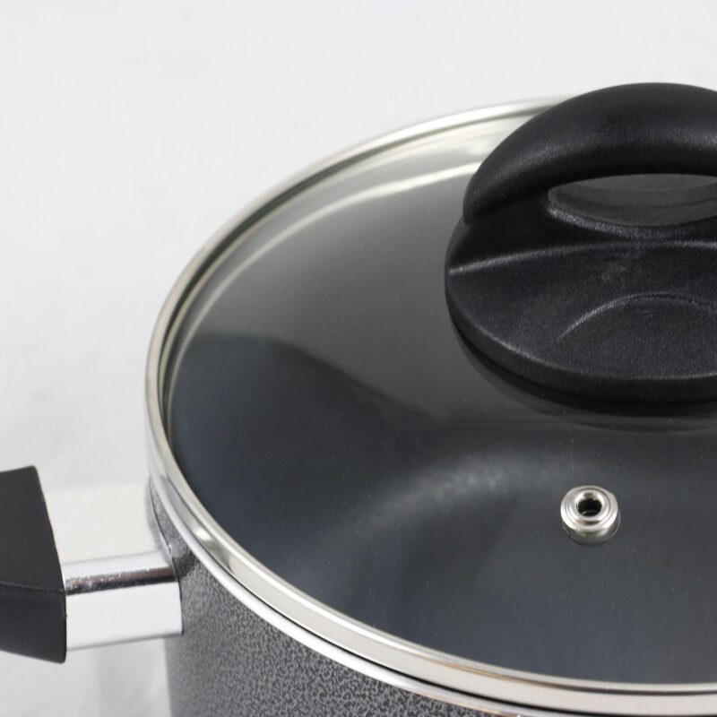 Oster Cocina Clairborne 2.5 Quart Aluminum Sauce Pan with Lid in Charcoal Grey - Image 3
