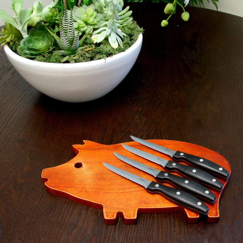 Oster Cocina Granger 4.5 in. Stainless Steel Blade Steak Knife Set in Black (4 Pack) - Image 3
