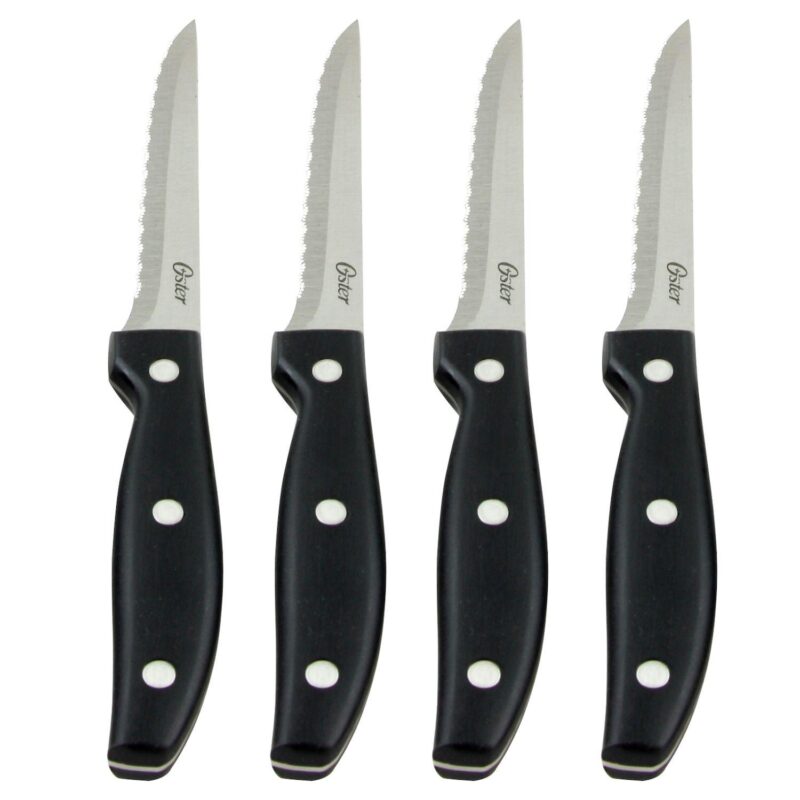 Oster Cocina Granger 4.5 in. Stainless Steel Blade Steak Knife Set in Black (4 Pack) - Image 4