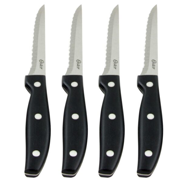 Oster Cocina Granger 4.5 in. Stainless Steel Blade Steak Knife Set in Black (4 Pack)